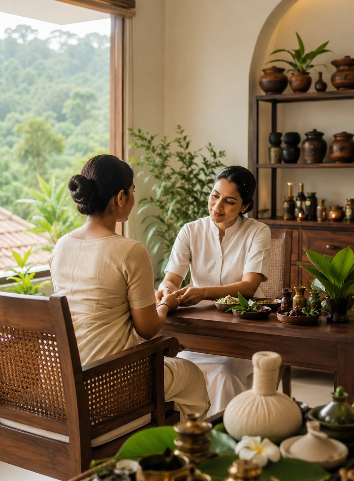 Traditional Sri Lankan Ayurveda herbs, oils and natural medicine preparation